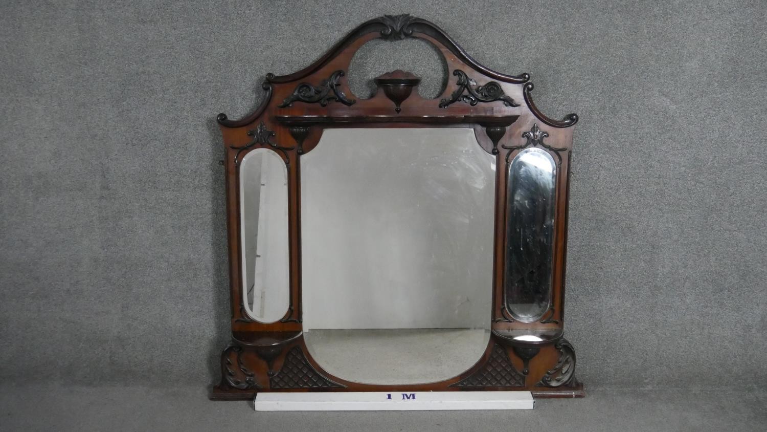 Overmantel mirror, late 19th century mahogany. H.137 W.139cm - Image 2 of 6