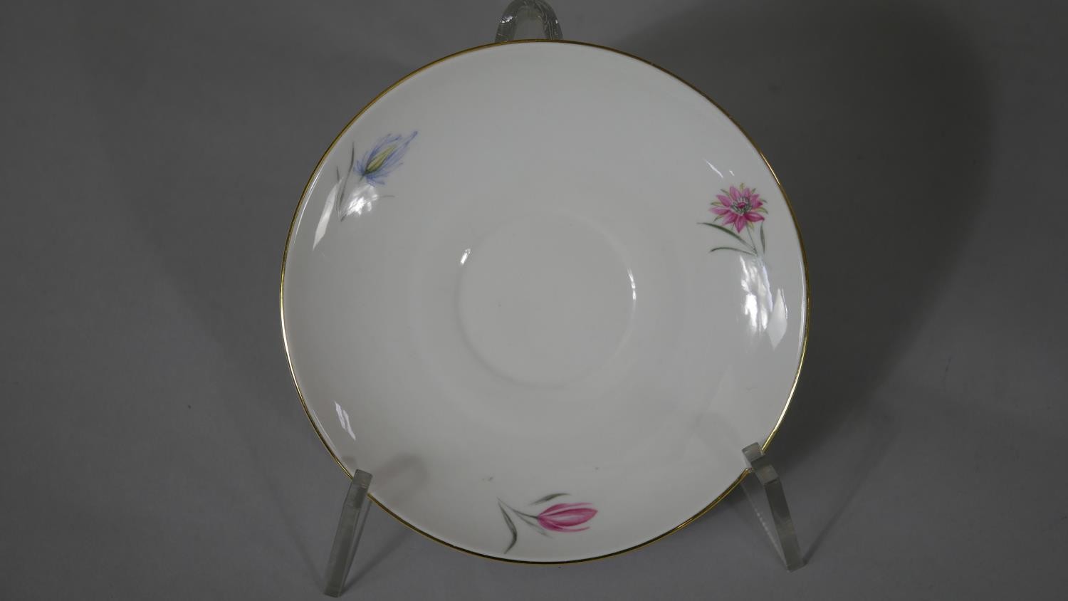 A six person Schumann Bavarian fine china floral design tea set. Makers mark to the base. (21 - Image 9 of 15