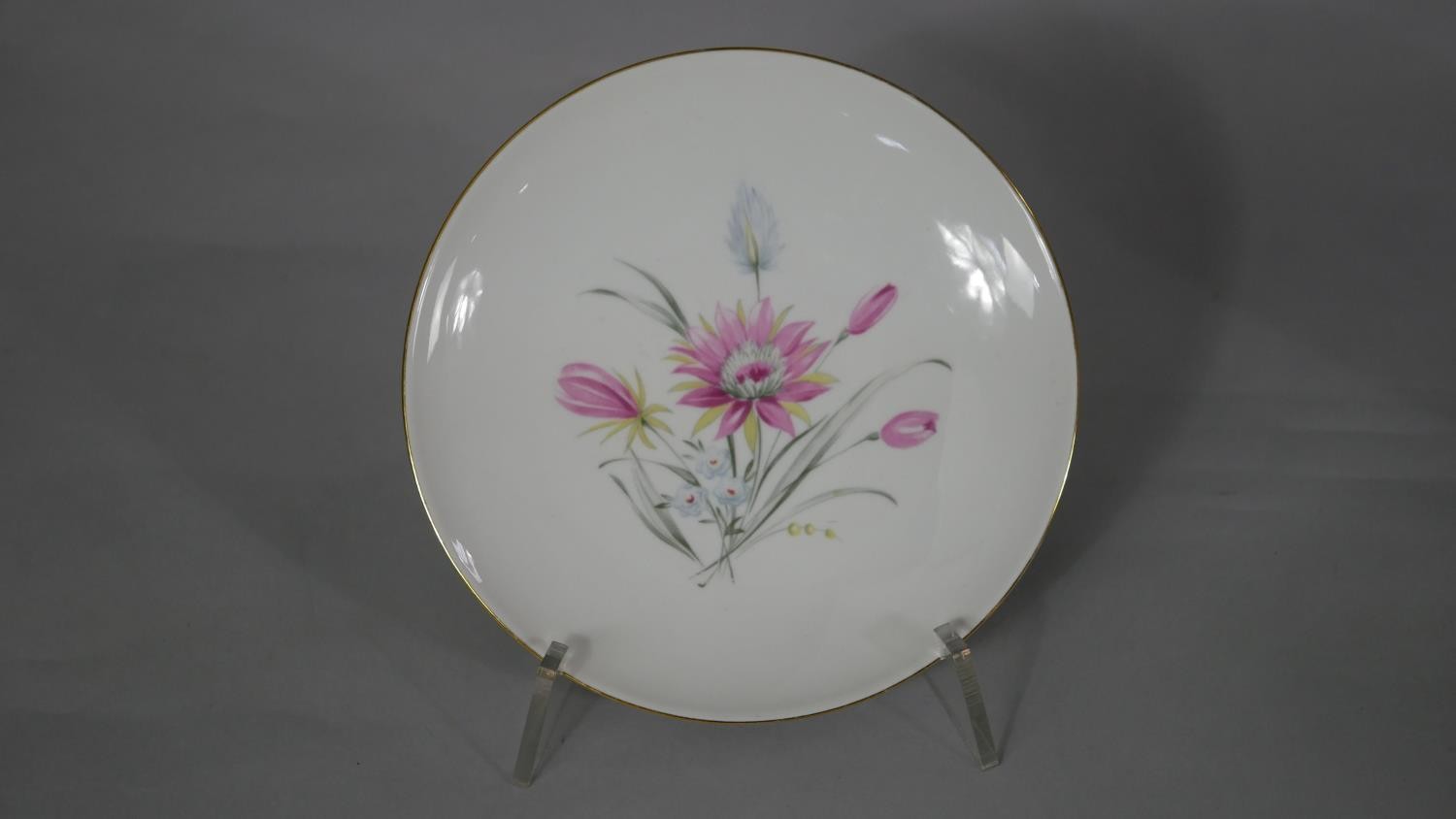 A six person Schumann Bavarian fine china floral design tea set. Makers mark to the base. (21 - Image 6 of 15