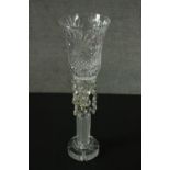 A Victorian cut crystal centrepiece with removable collar and cut crystal drops. H.54cm.