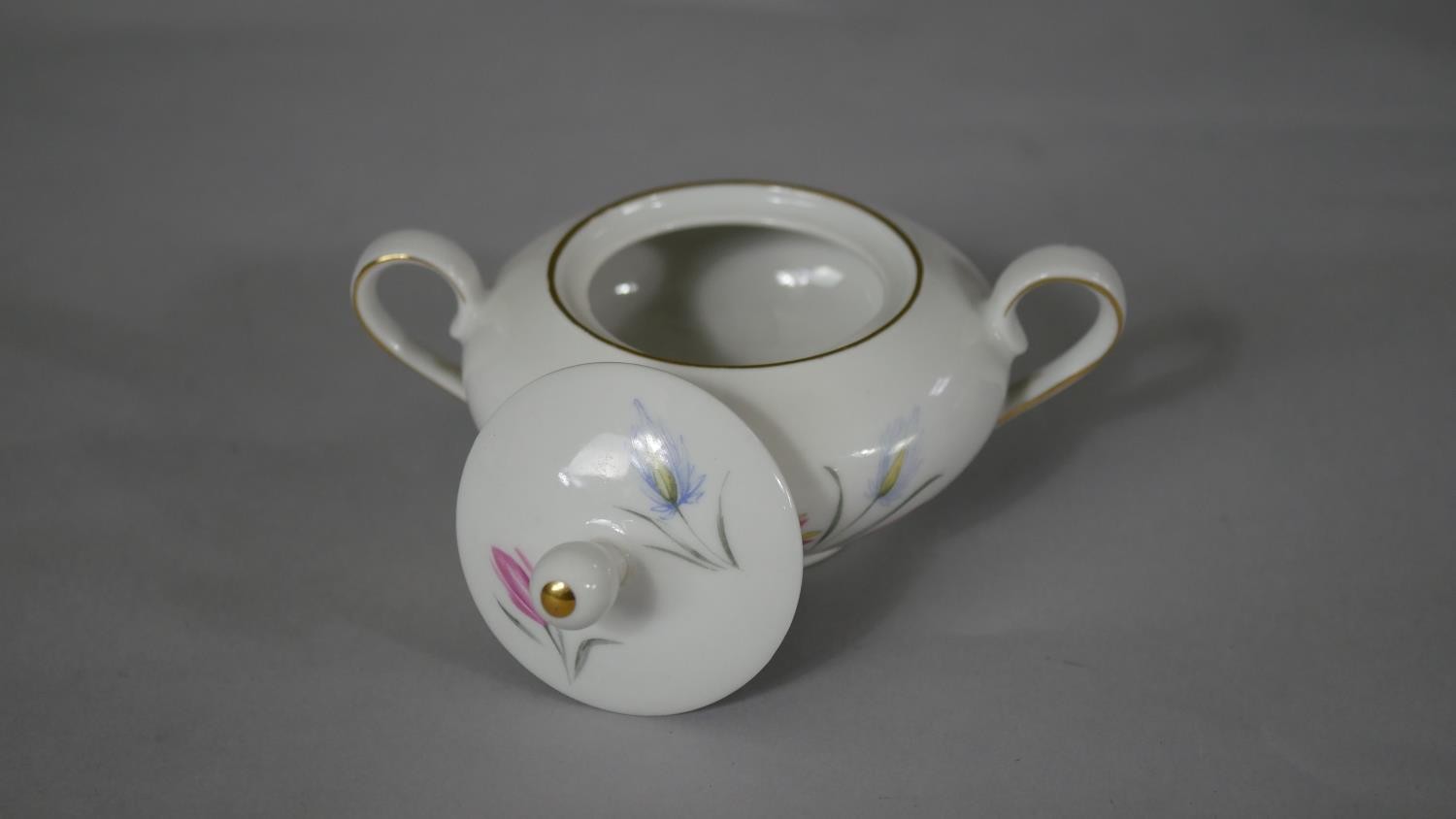 A six person Schumann Bavarian fine china floral design tea set. Makers mark to the base. (21 - Image 12 of 15