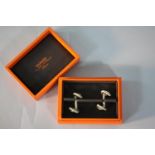 A pair of vintage silver Hermes boxed gentleman's cufflinks. Each cufflink as a rope twist - knot