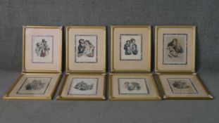 Jules Boilly (b.1796 - 1874), eight framed and glazed hand coloured 18th century engravings,