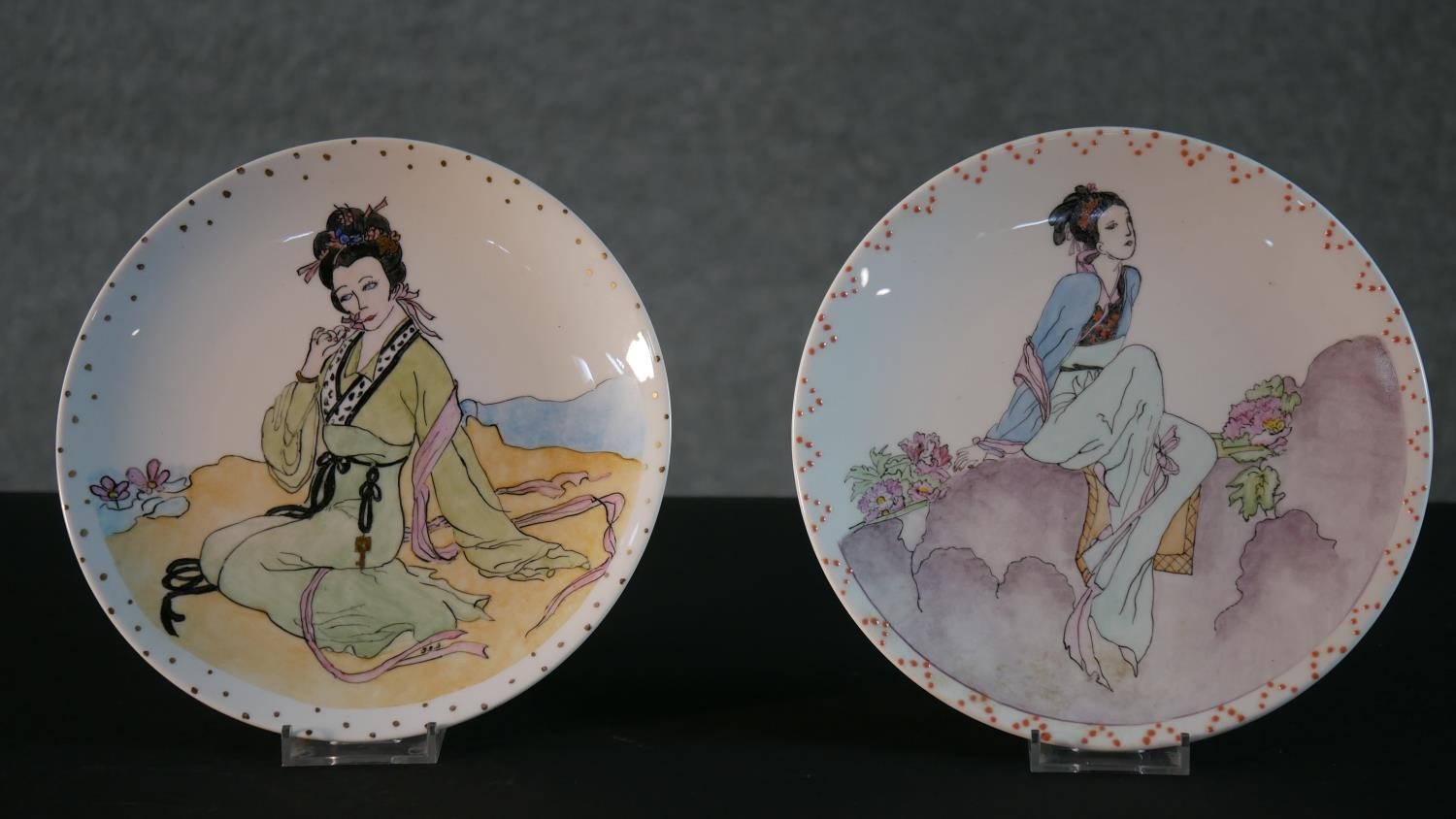 A collection of seven collectors plates with various ladies in dresses. Two Royal Worcester - Image 8 of 22