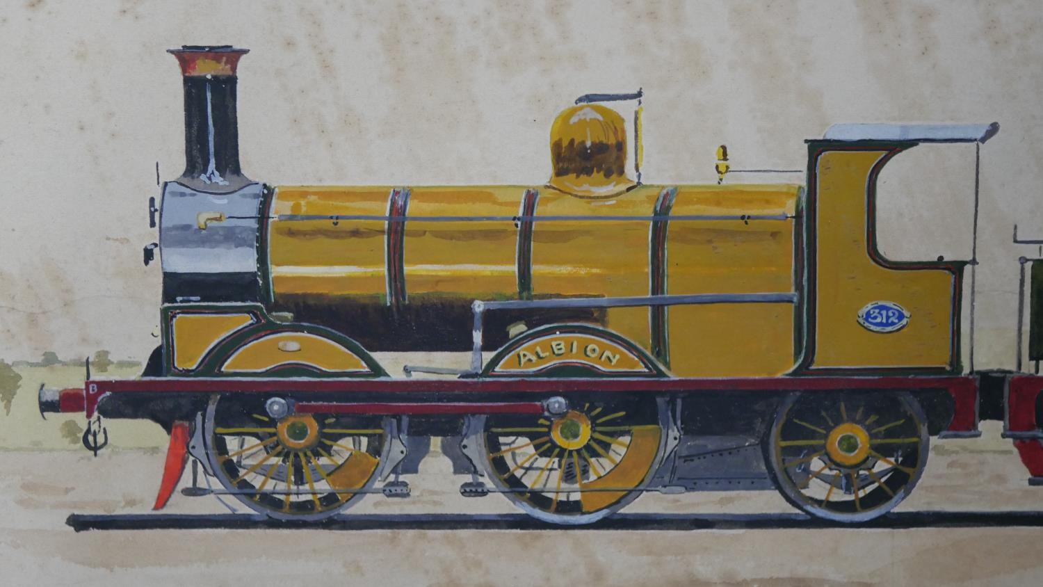 Two unframed watercolours of steam locomotives, inscribed and indistinctly signed and dated. H.33 - Image 4 of 10