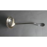 A 19th century engraved silver plated ladle with angled handle. Hallmarked WH, L.32 W.11cm Weight