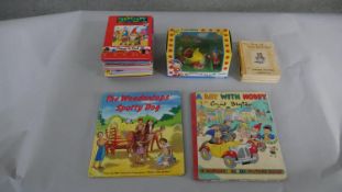 A collection of Noddy memorabilia and other childrens books, including three Beatrix Potter