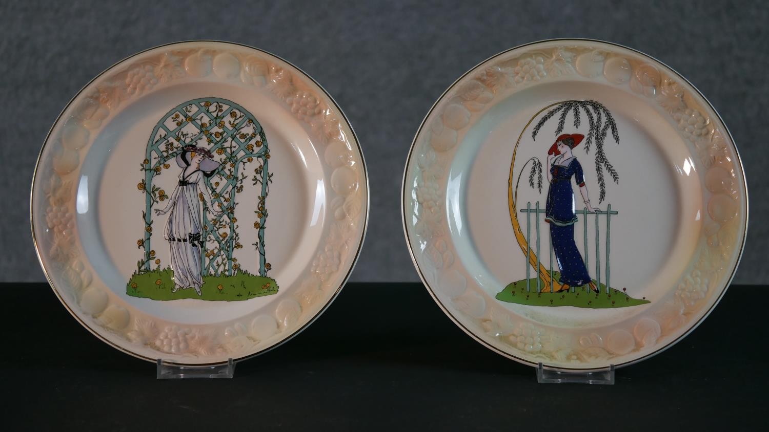 A collection of seven collectors plates with various ladies in dresses. Two Royal Worcester - Image 2 of 22