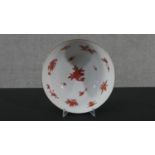 A vintage LJ Kutani style ceramic hand painted bowl decorated with flowers and leaves, makers mark