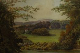 An Edwardian watercolour landscape, signed indistinctly and dated 1910 lower right. H.65 W.72cm.