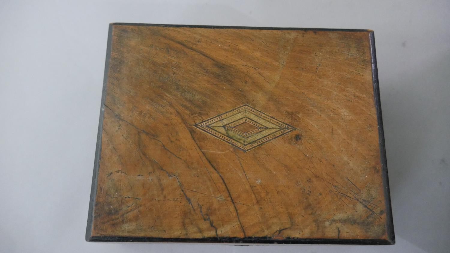 Three boxes, including a Regency mahogany tea caddy with three sections to the interior, a Victorian - Image 3 of 9