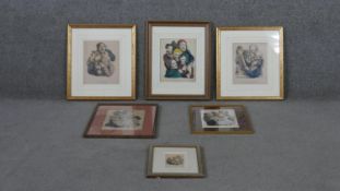 Jules Boilly (b.1796 - 1874), six framed and glazed hand coloured 18th century engravings of