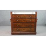 A Victorian flame mahogany dressing chest, with a white marble washstand top, over four long