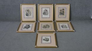 Jules Boilly (b.1796 - 1874), seven framed and glazed hand coloured 18th century engravings,