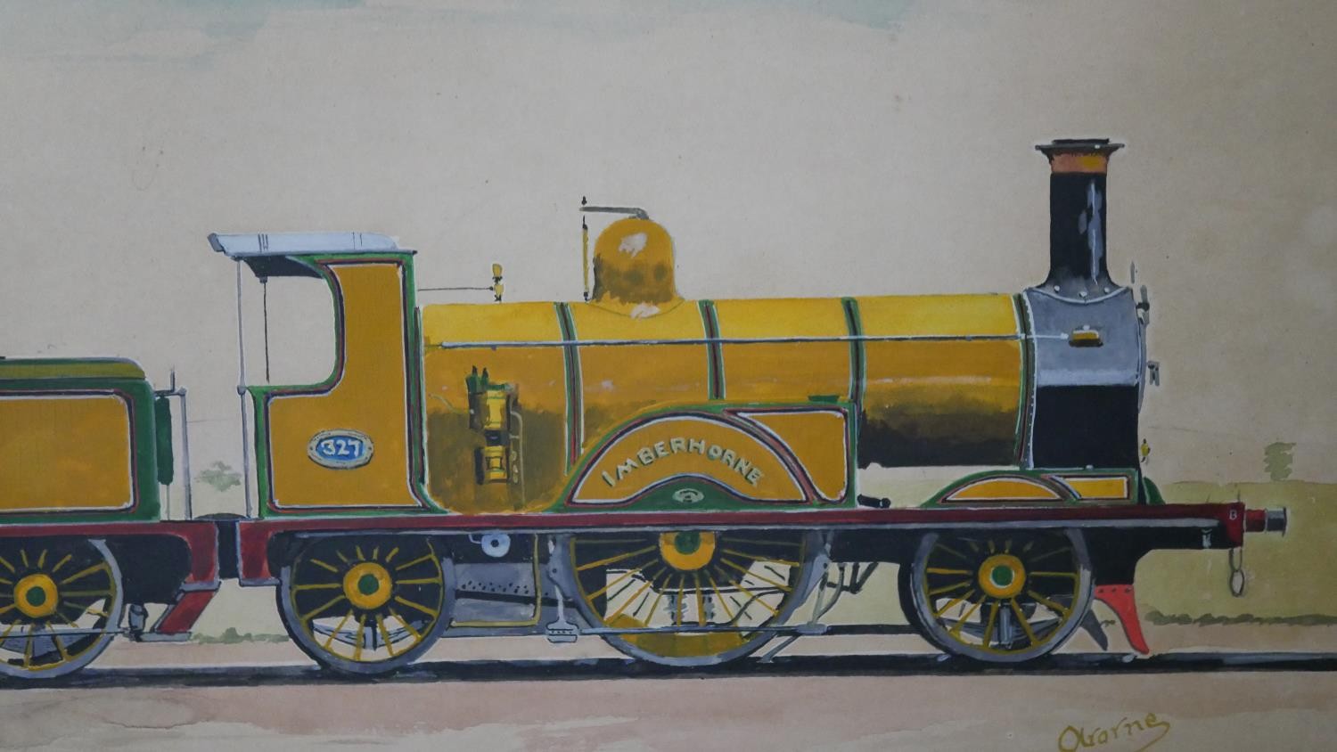 Two unframed watercolours of steam locomotives, inscribed and indistinctly signed and dated. H.33 - Image 9 of 10