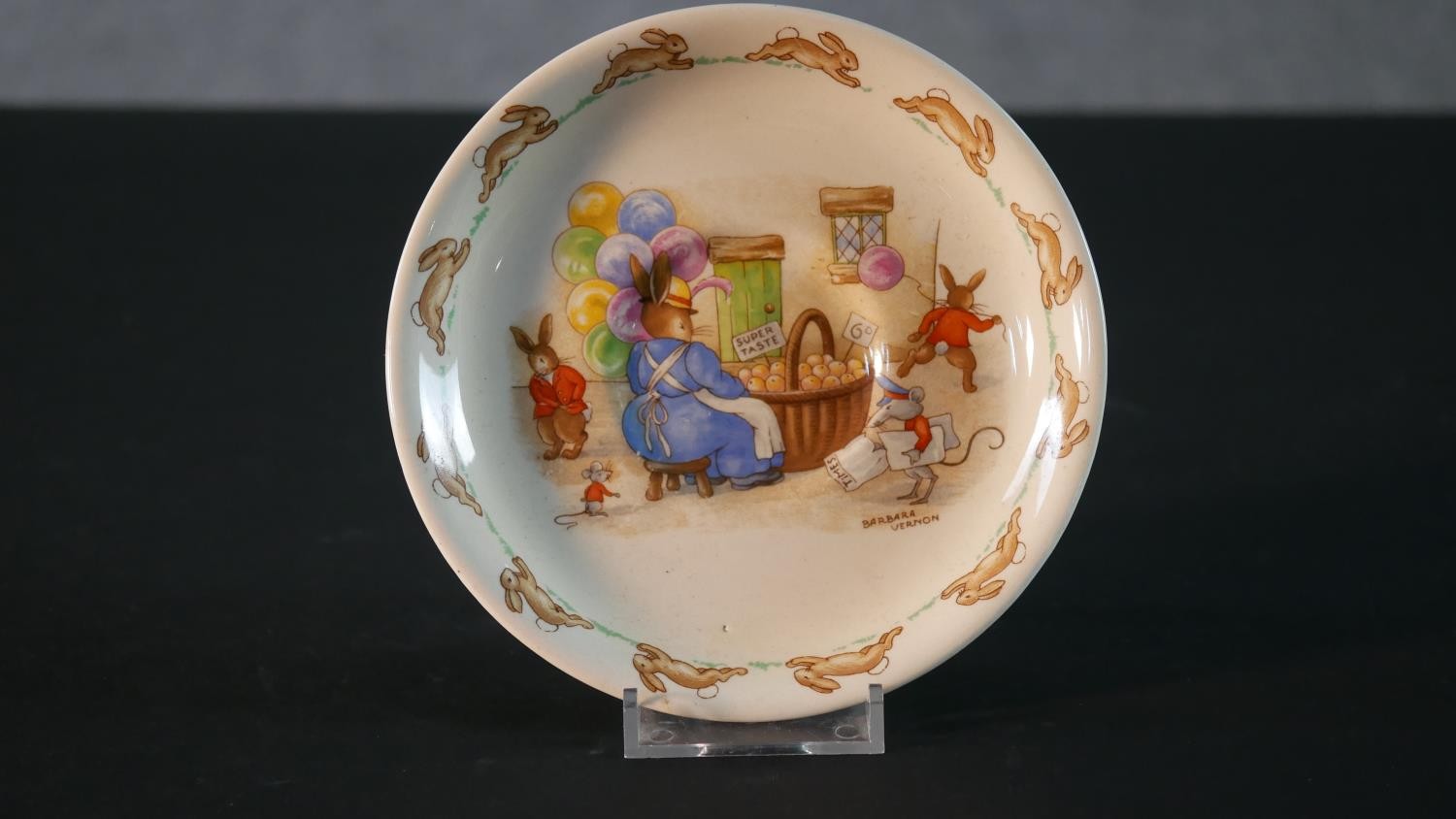 A collection of Royal Doulton Bunnykins pattern child's crockery, includes three cups, a moneybox, a - Image 15 of 16