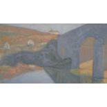 After Majita Jama - (1900-1918) a framed and glazed oil on board Bridge on the Dobra. Unsigned. H.43