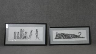 Gary Hodges - two framed and glazed signed limited edition prints, one of a lying tiger and the