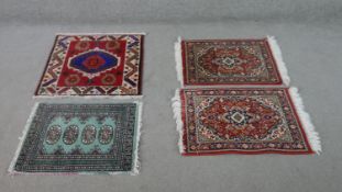Four oriental prayer mats. L.62 W.62cm (largest)