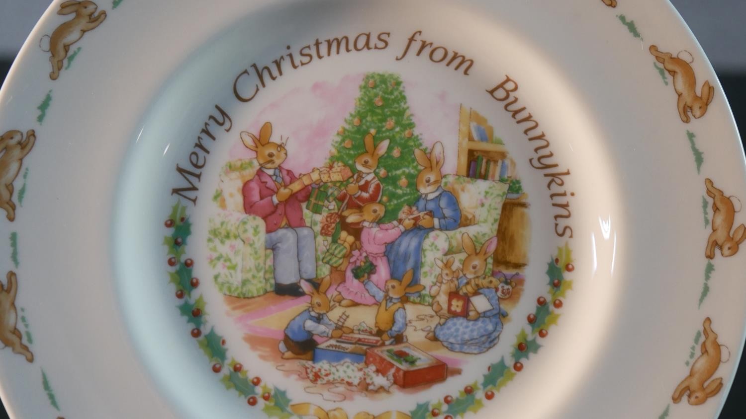A collection of Royal Doulton Bunnykins pattern child's crockery, includes three cups, a moneybox, a - Image 13 of 16
