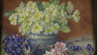 Agnes Louise Holding (British), watercolour still life of flowers, signed lower left. H.31 W.35.5cm