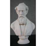 A reconstituted marble bust of Charles Dickens, stamped 'Dilletanti' to the back of bust. H.40 W.