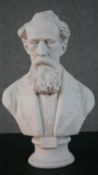 A reconstituted marble bust of Charles Dickens, stamped 'Dilletanti' to the back of bust. H.40 W.