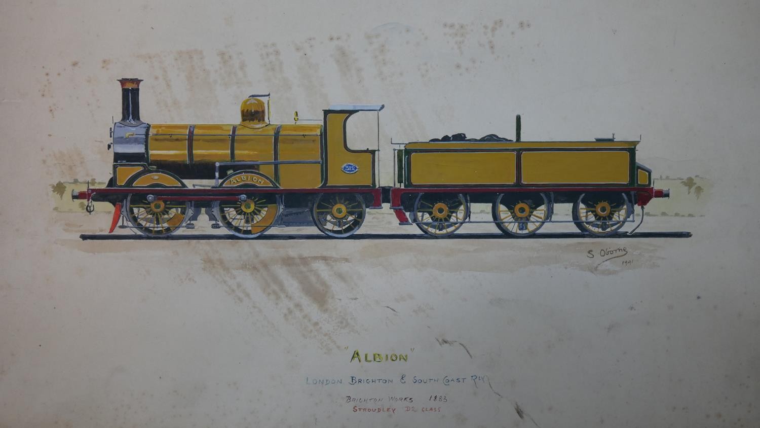 Two unframed watercolours of steam locomotives, inscribed and indistinctly signed and dated. H.33 - Image 2 of 10