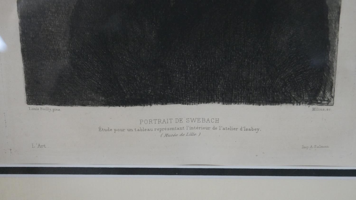 Jules Boilly (b.1796 - 1874), a framed and glazed 18th century engraving 'Portrait de Swebach', - Image 3 of 7