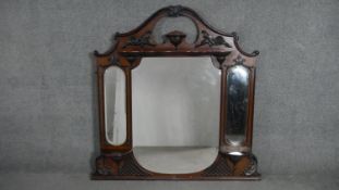 Overmantel mirror, late 19th century mahogany. H.137 W.139cm