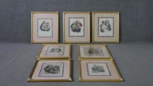 Jules Boilly (b.1796 - 1874), seven framed and glazed hand coloured 18th century engravings,