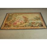 A beige ground handmade fine Abusson tapestry with figures. H.170 W.124cm.