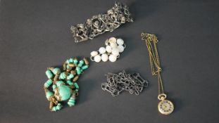 A collection of costume jewellery, including a Neiger style Czech glass necklace, a ladies