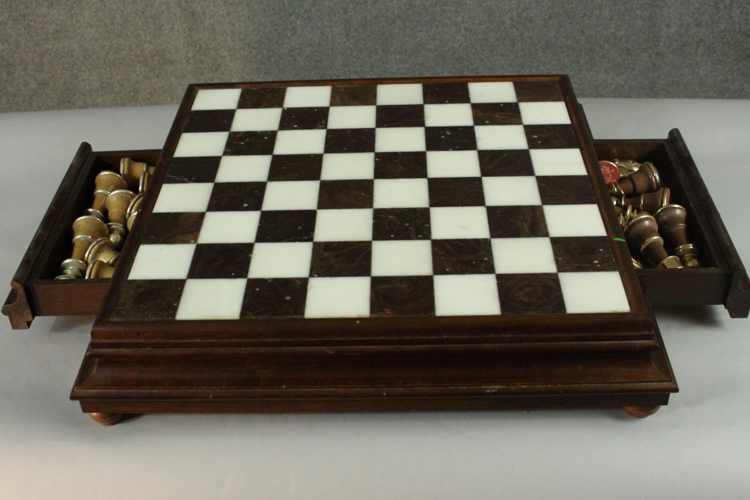 A large Italfama gold and silver plated chess set and black and white marble inlaid chess board with - Image 3 of 14