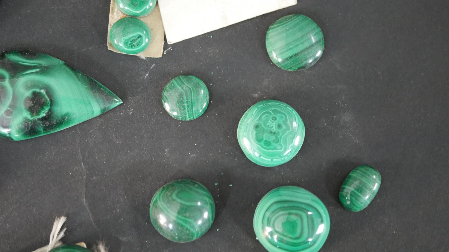 A collection of carved Malachite buttons, cabochons and various polished pieces. - Image 4 of 7