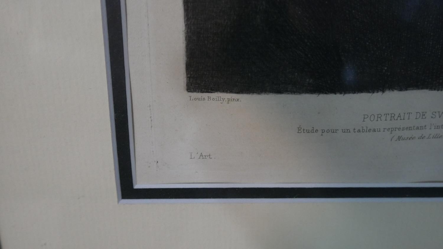 Jules Boilly (b.1796 - 1874), a framed and glazed 18th century engraving 'Portrait de Swebach', - Image 4 of 7