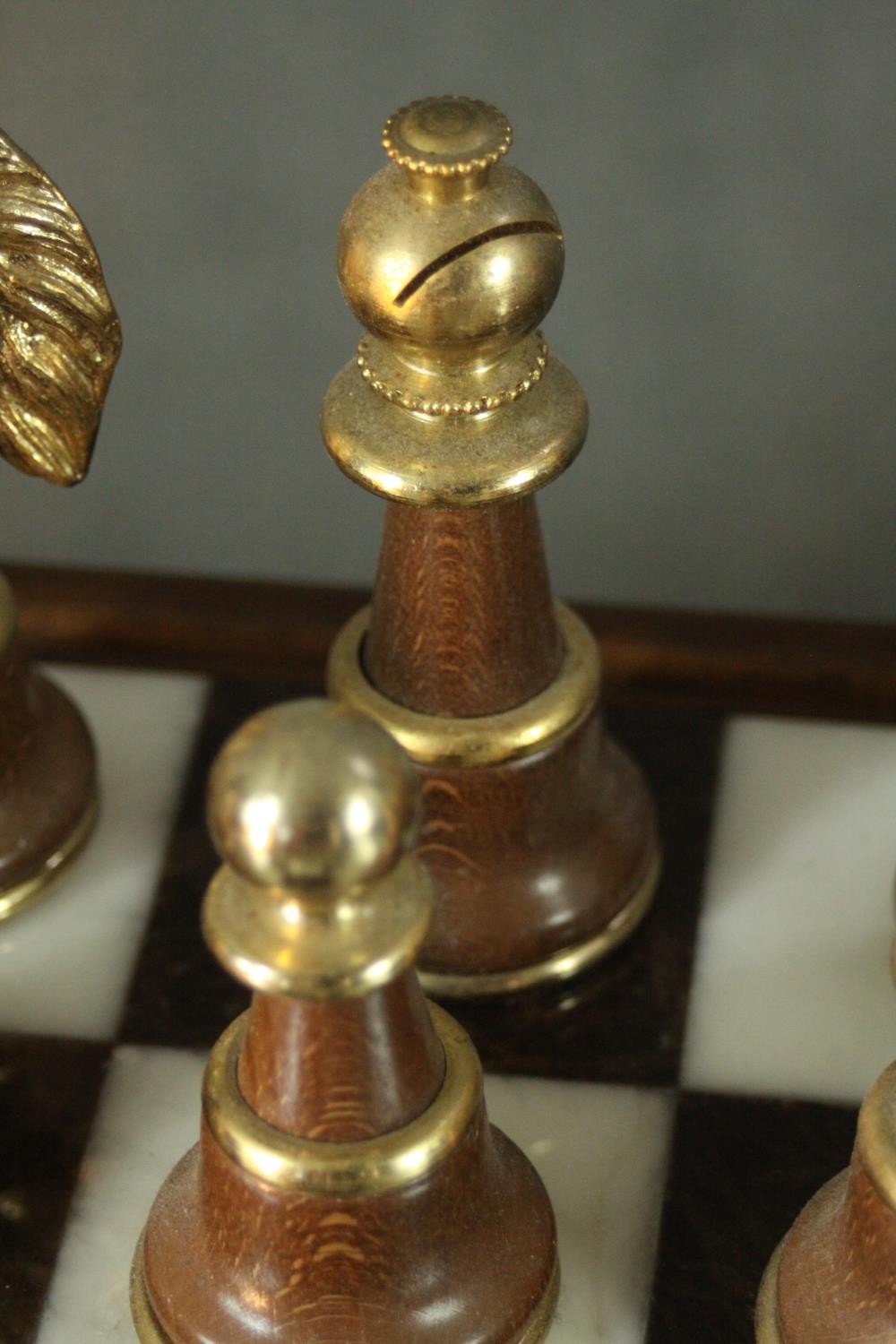 A large Italfama gold and silver plated chess set and black and white marble inlaid chess board with - Image 11 of 14