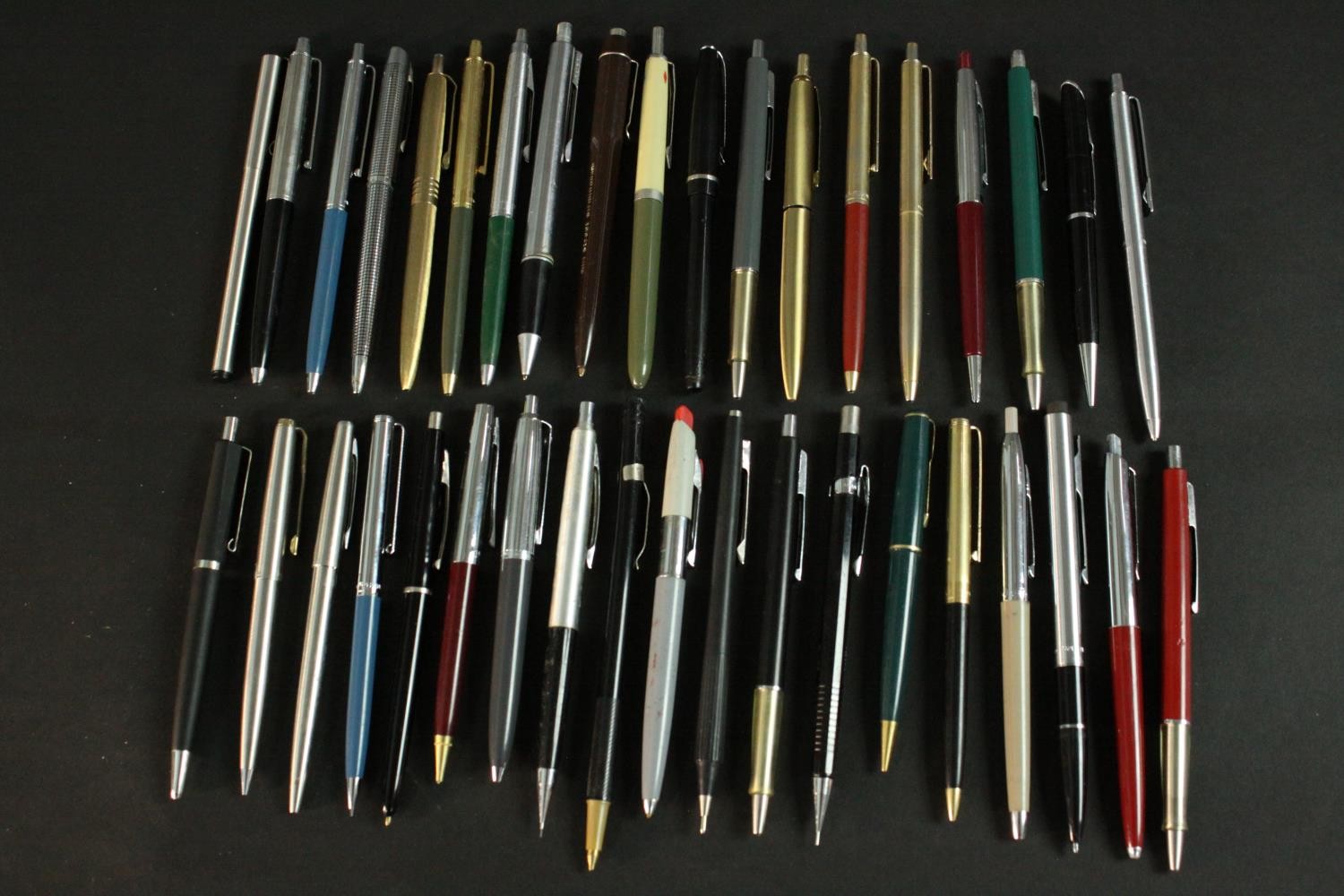 A collection of thirty eight vintage ballpoint pens. Various makers including Parker, Papermates and