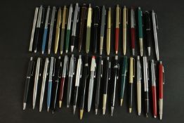 A collection of thirty eight vintage ballpoint pens. Various makers including Parker, Papermates and