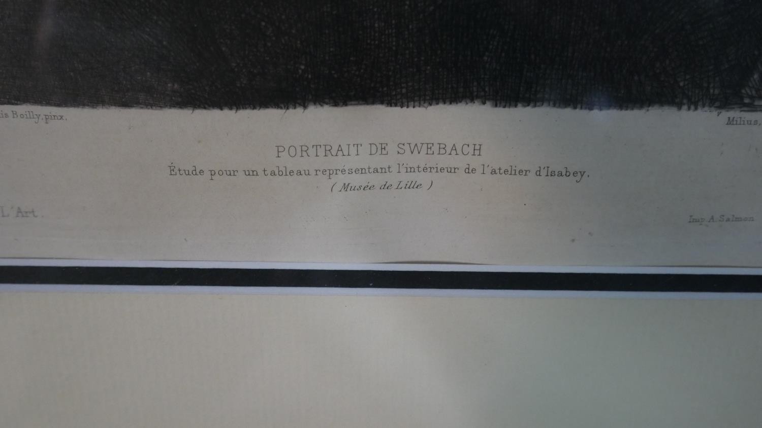 Jules Boilly (b.1796 - 1874), a framed and glazed 18th century engraving 'Portrait de Swebach', - Image 5 of 7