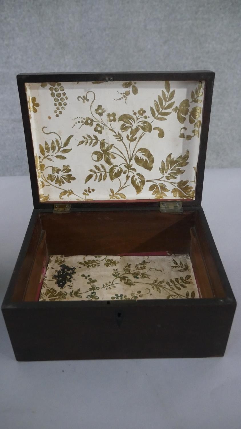 Three boxes, including a Regency mahogany tea caddy with three sections to the interior, a Victorian - Image 9 of 9