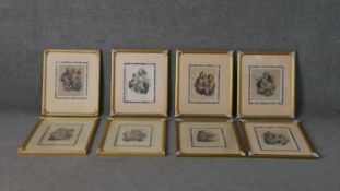 Jules Boilly (b.1796 - 1874), eight framed and glazed hand coloured 18th century engravings,