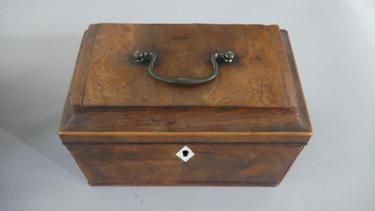 Three boxes, including a Regency mahogany tea caddy with three sections to the interior, a Victorian - Image 5 of 9