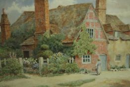 Thomas Nicholson Tyndale (British 1860-1930), red brick cottage, watercolour, signed lower left. H.