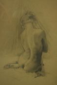 Mark Clark (British b. 1959), seated female nude, pencil study, signed lower right. H.64 W.50cm.