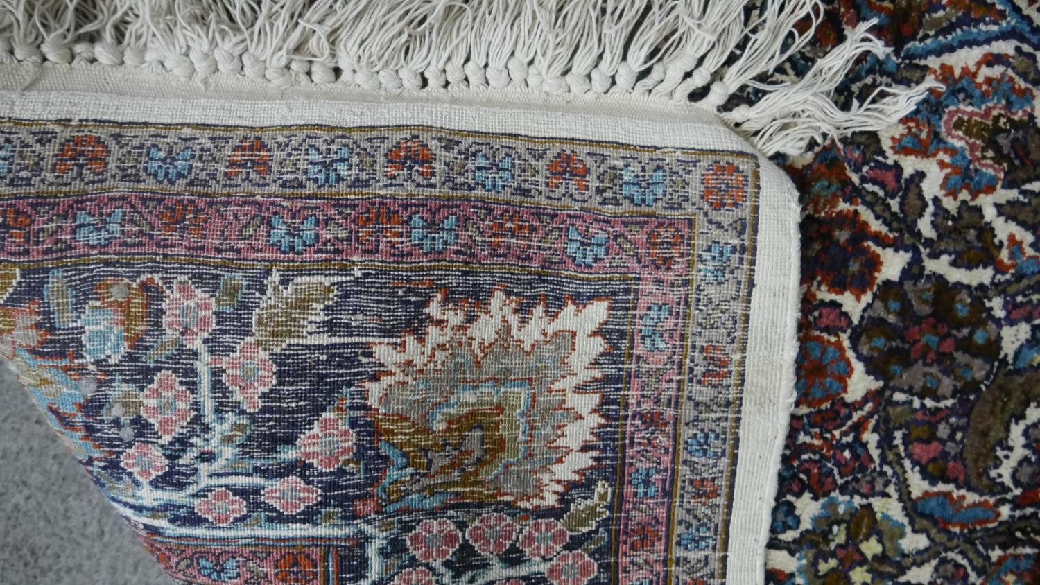 An India silk Kashmir cream ground hand made rug. L.183 W.122cm - Image 5 of 5