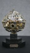 Frank Meisler - A metal, silver-plated and gilded sculpture titled Sphère Jérusalem, mounted on a