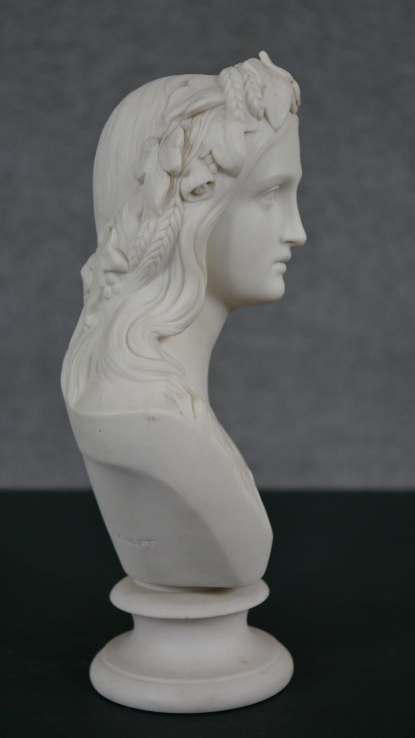 A W.T. Copeland Parian bust of ‘Ophelia; Modelled by ‘W.C. Marshall. Inscribed ‘Crystal Palace - Image 5 of 13