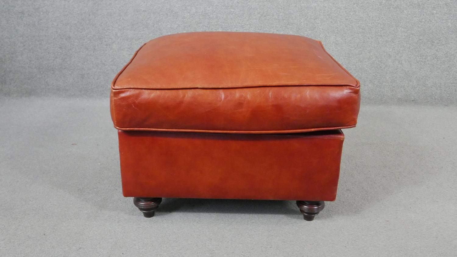 A large red leather Chesterfield sofa, with a button back and scroll arms, together with a leather - Image 6 of 8