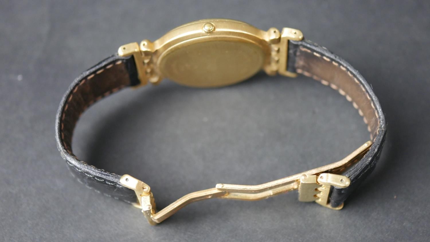 An 18 carat yellow gold ‘Tigresse’ watch, by Fred. Date and days of week aperture with leather - Image 7 of 8